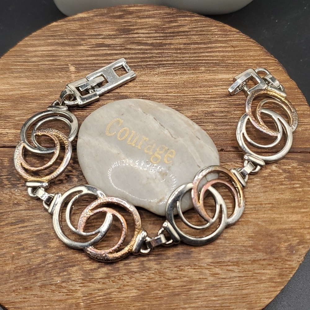 Rose link multi tone floral modern bracelet‎ B3139